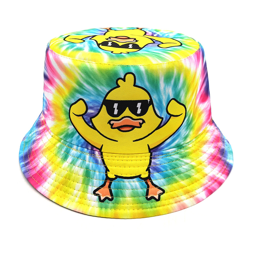 Mens Fashion Bucket Hat - Komik Karikatür Ördek Baskı Kova Şapka