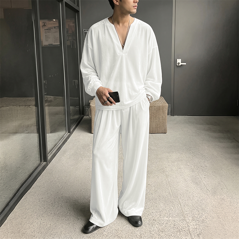 Men'S Fashion V Neck T Shirts - INCERUN Erkek Takımları Düz Renk V