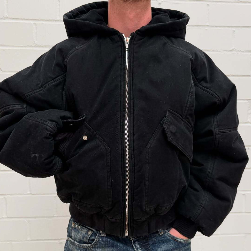 Mens Fashion Bomber Jacket - Erkekler İçin Büyük Beden Yıkanmış Kanvas