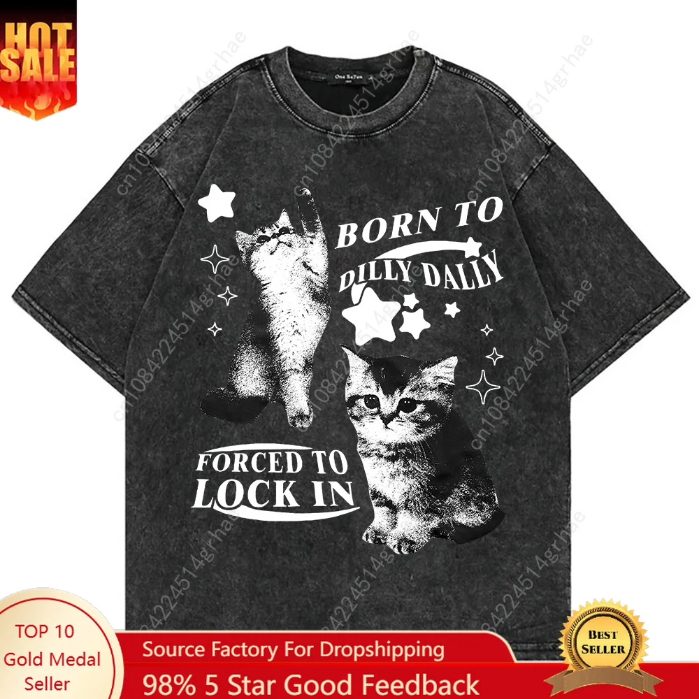 Men'S Fashion V Neck T Shirts - %100 Pamuk Vintage Yıkanmış Y2K Komik