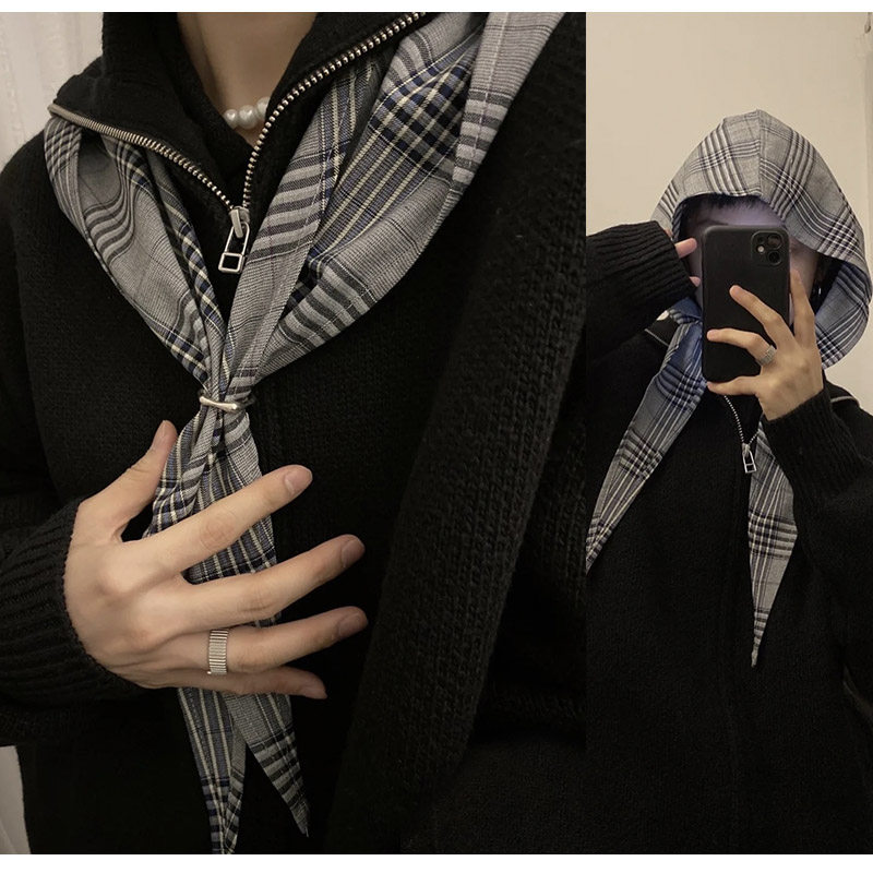 Men'S Fashion With Hat - Orijinal Pamuk Kapşonlu Şal Eşarp Dopamin