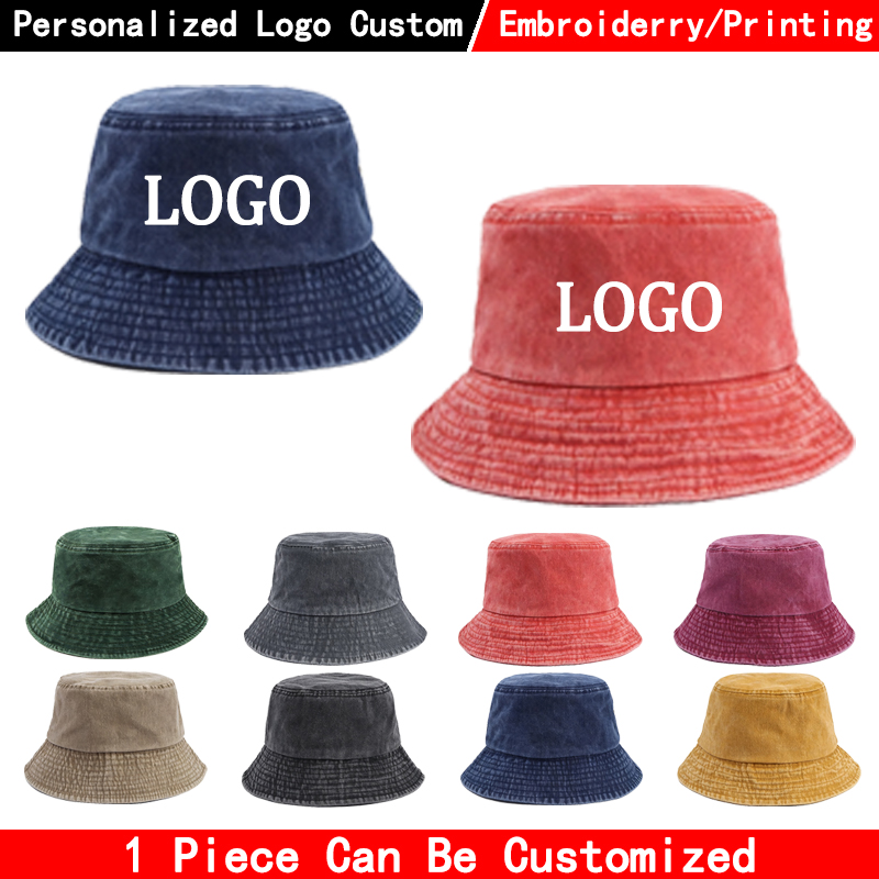 Men'S Fashion With Hat - Özel logolu denim kova şapka, moda