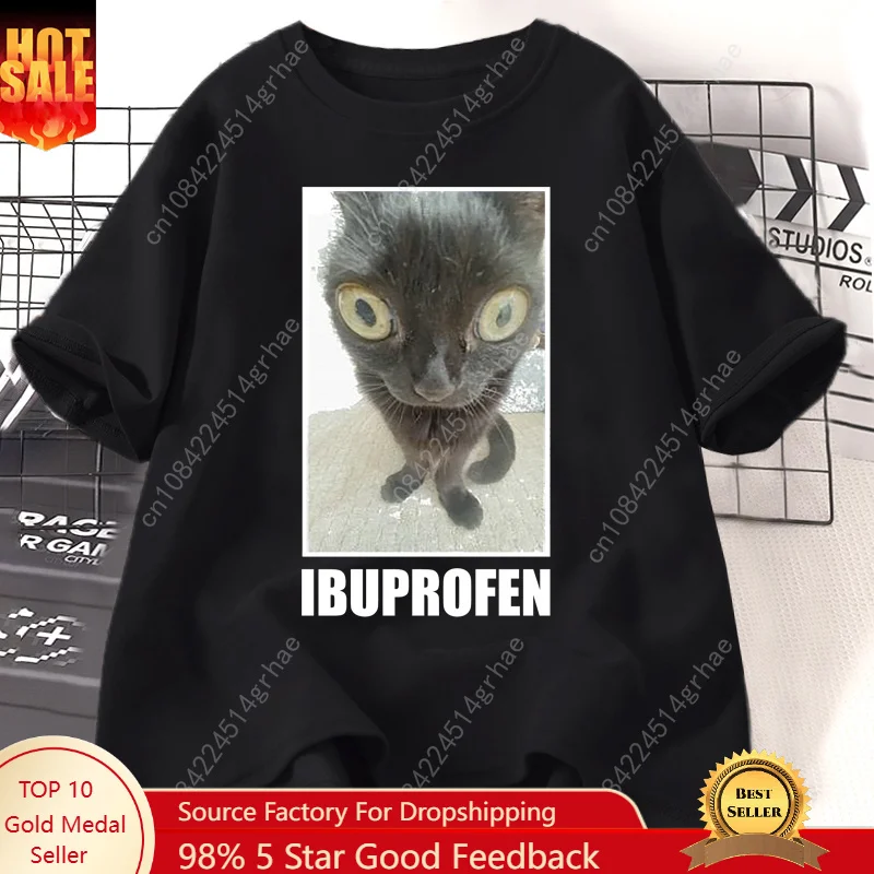 Men'S Fashion V Neck T Shirts - Komik Kedi Ibuprofen Grafik T Shirt