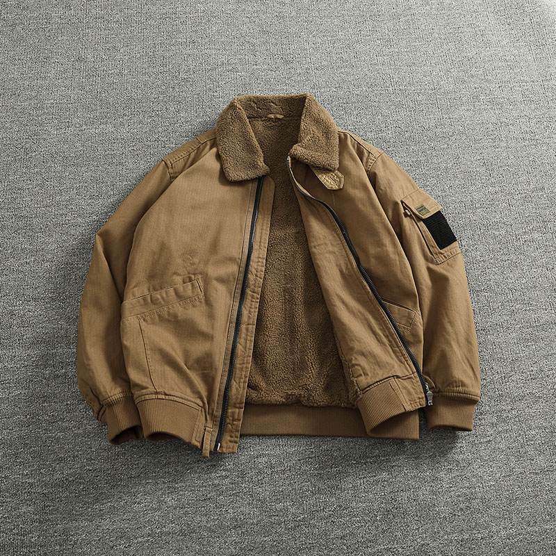 Mens Fashion Bomber Jacket - Kargo pamuklu ceket kaban taklit kuzu