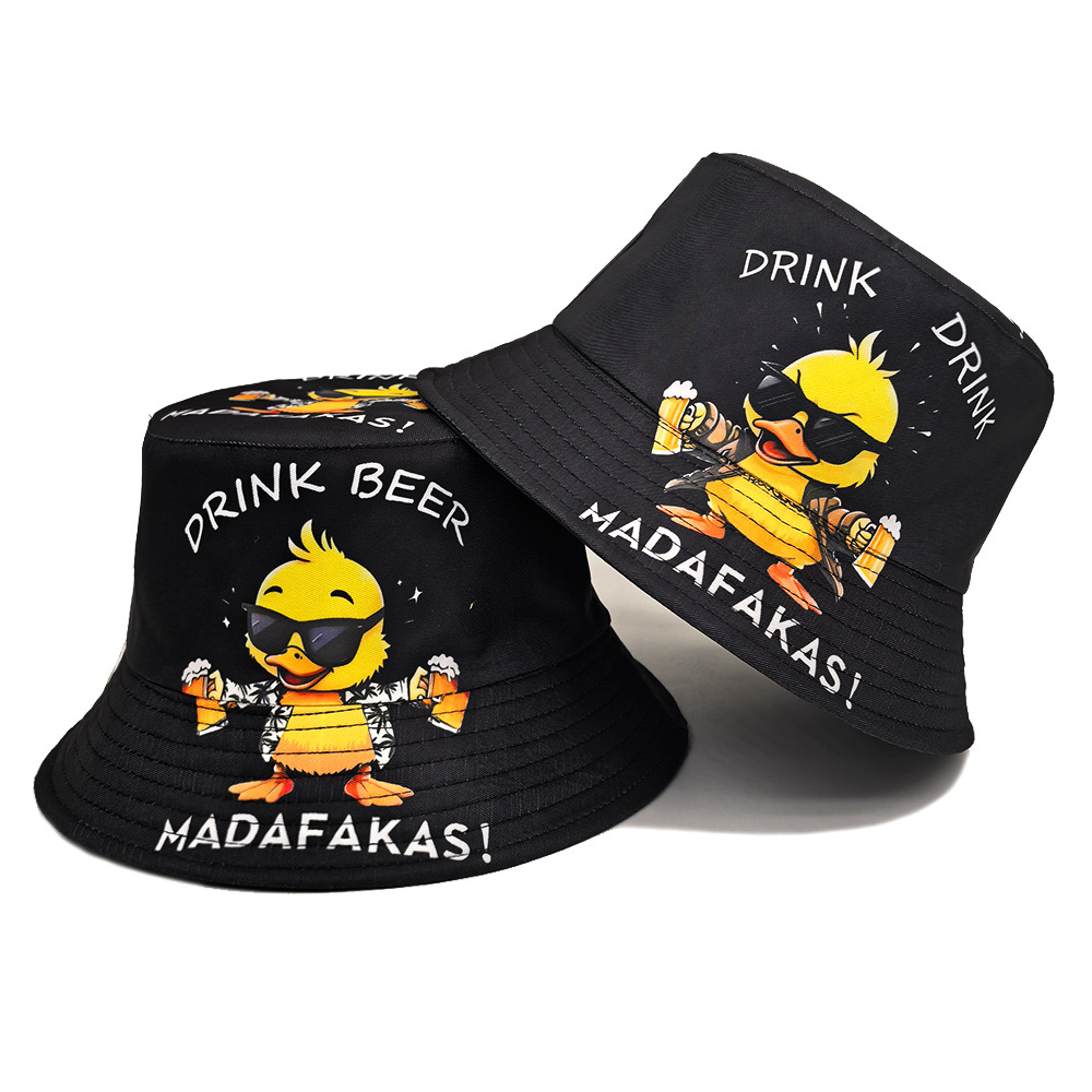 Mens Fashion Bucket Hat - Komik Ördek Baskı Panama Yaz Güneş