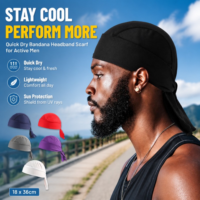 Men'S Fashion With Hat - Hızlı Kuruyan Polyester Bandana Kafa Bandı