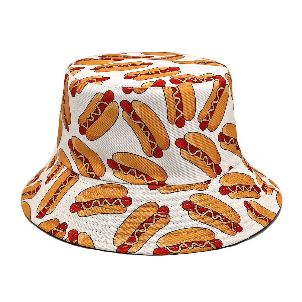 Mens Fashion Bucket Hat - Hot Dog Desen Anti-Güneş Panama Unisex