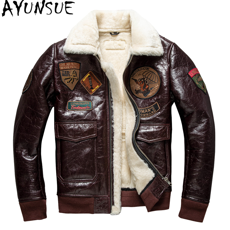 Mens Fashion Bomber Jacket - AYUNSUE Kış Deri Ceket Erkek Giyim