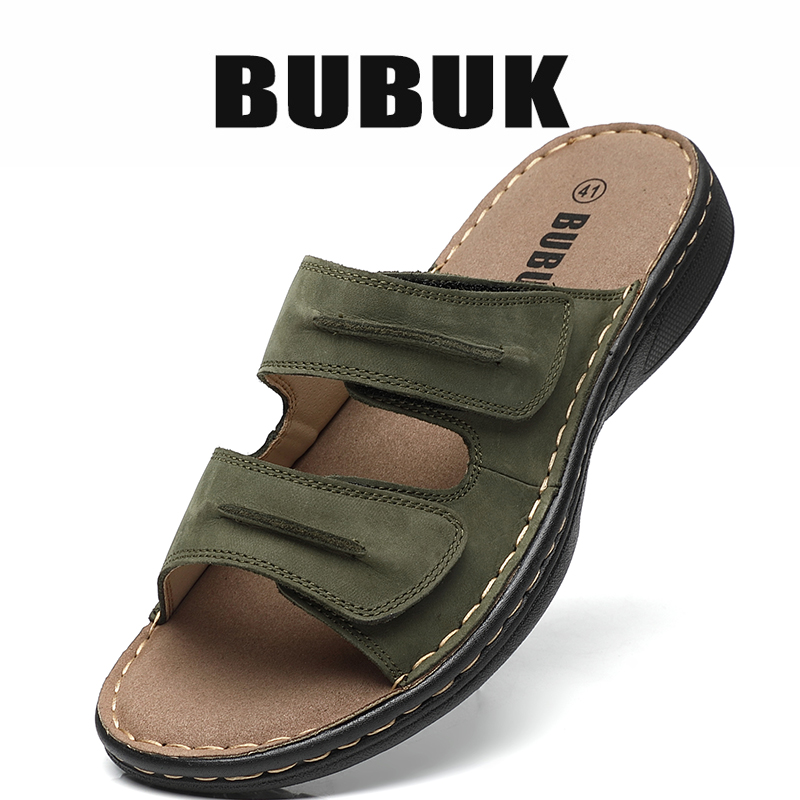 Mens Fashion Workwear - Bubuk Erkek Hakiki Deri Spor Terlikleri,