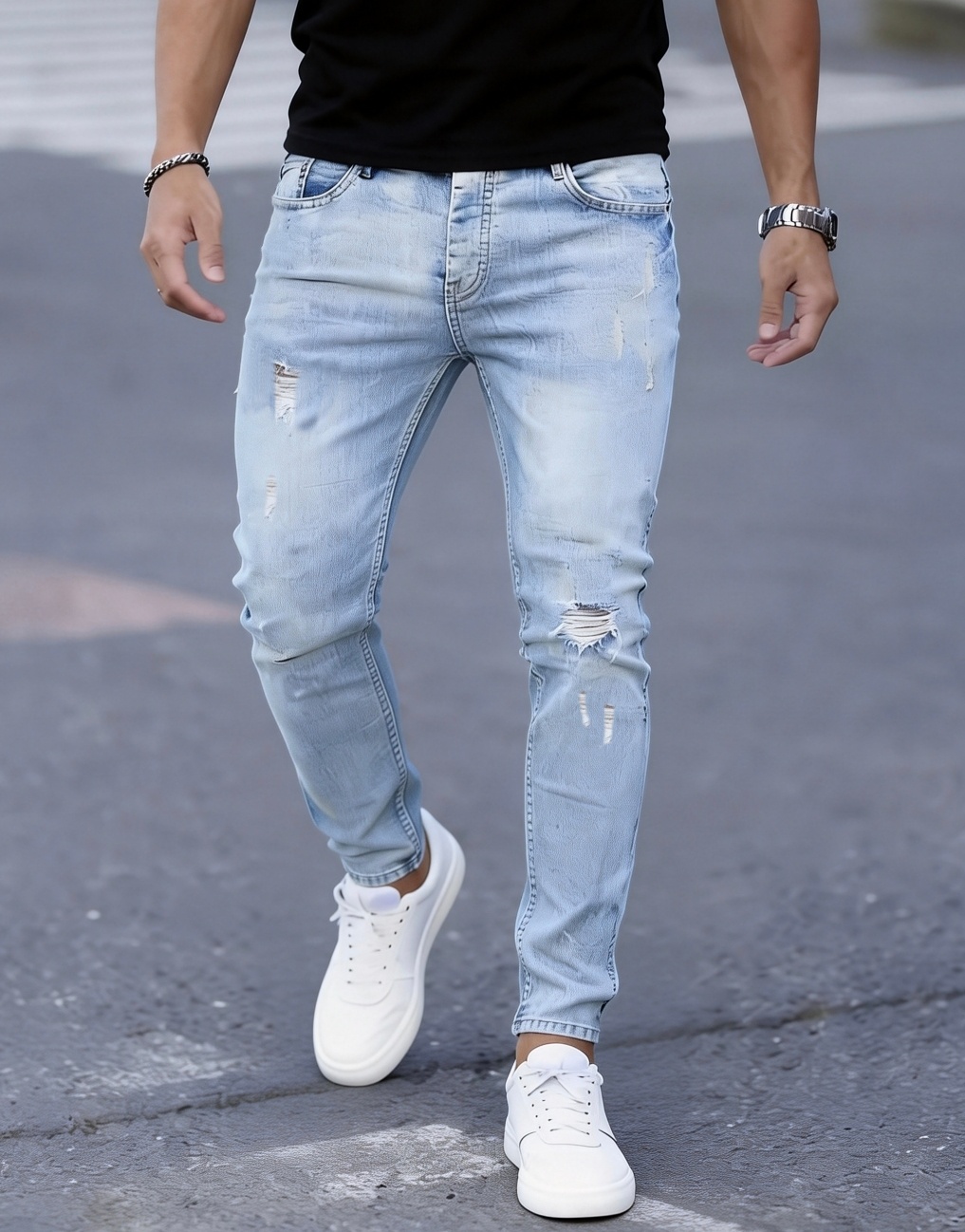 Erkek Slim Fit Esnek Yırtık Ko - Men'S Fashion Young Professional incelemesi ve fiyatı
