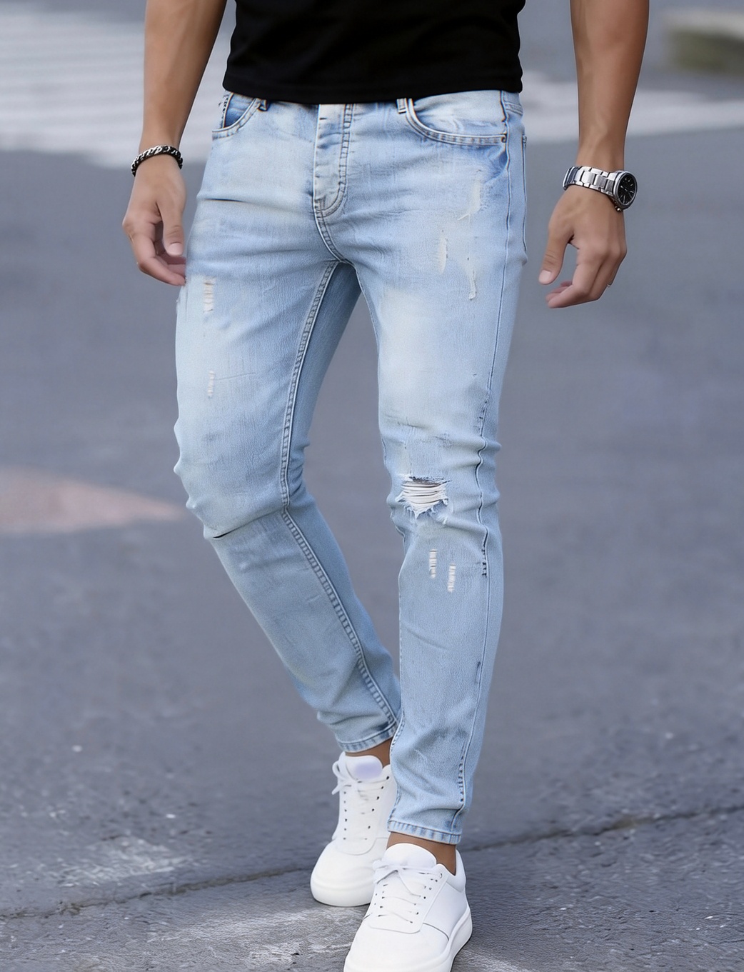 Erkek Slim Fit Esnek Yırtık Ko - Men'S Fashion Young Professional incelemesi ve fiyatı
