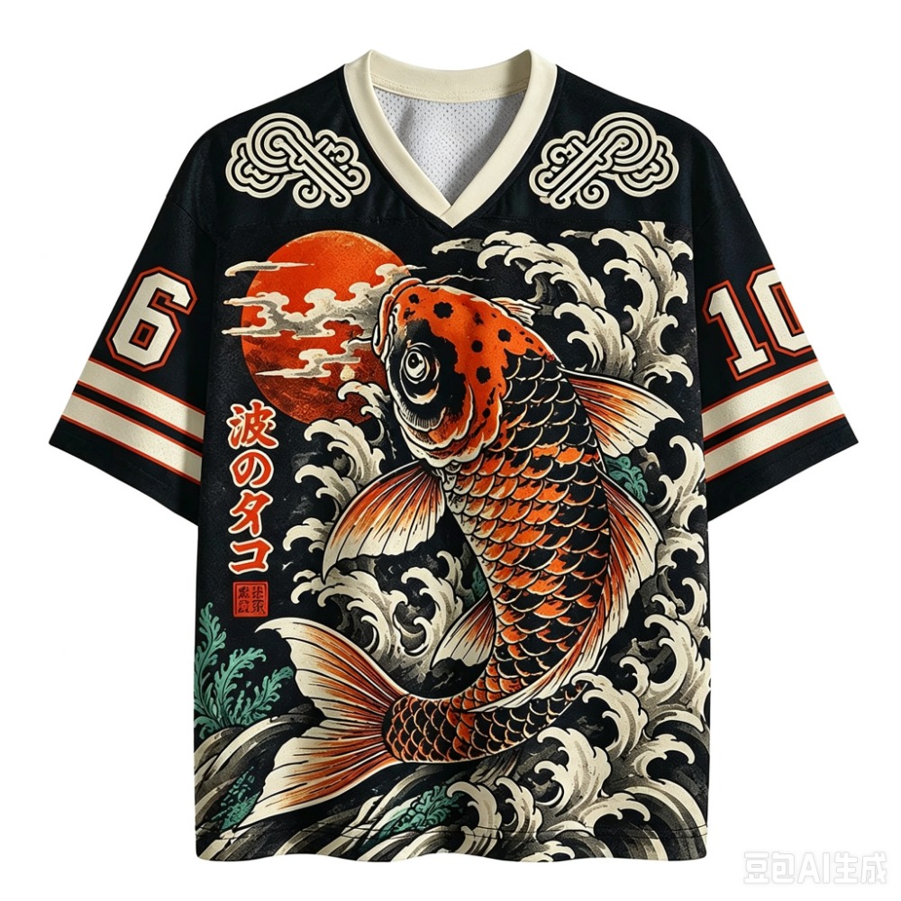 Japon Koi Balığı Dalgaları Des - Men'S Fashion V Neck T Shirts incelemesi ve fiyatı