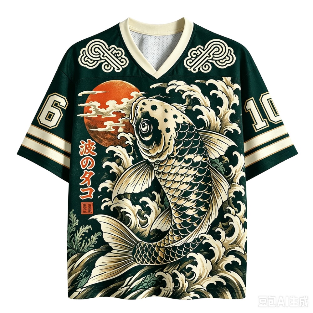 Japon Koi Balığı Dalgaları Des - Men'S Fashion V Neck T Shirts incelemesi ve fiyatı