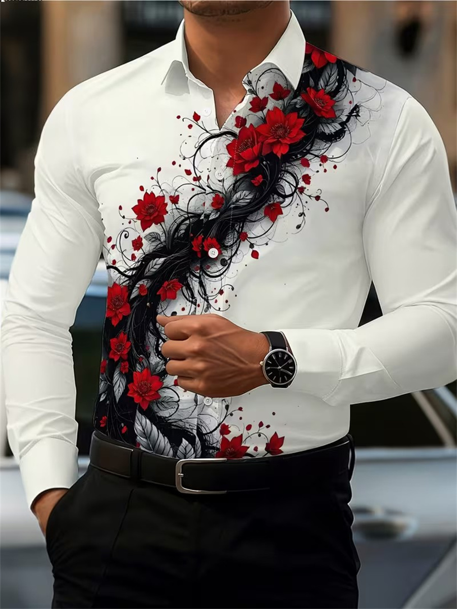 Erkek Kırmızı Gül Baskılı Uzun - Men'S Fashion Essentials incelemesi ve fiyatı